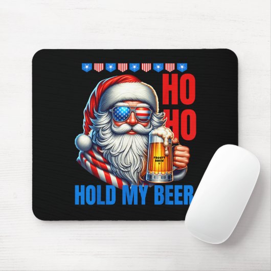 Funny Santa Claus Christmas July 4th Patriotic Hol Mousepad (Mit Mouse)