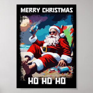 Funny Santa Claus Entspannen am Pop Kunst Poster
