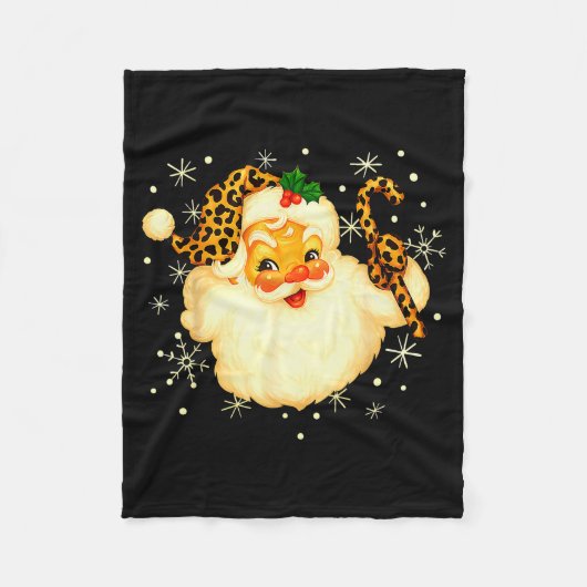 Funny Santa Claus Face Christmas Xmas Leopard Sant Fleecedecke (Vorderseite)