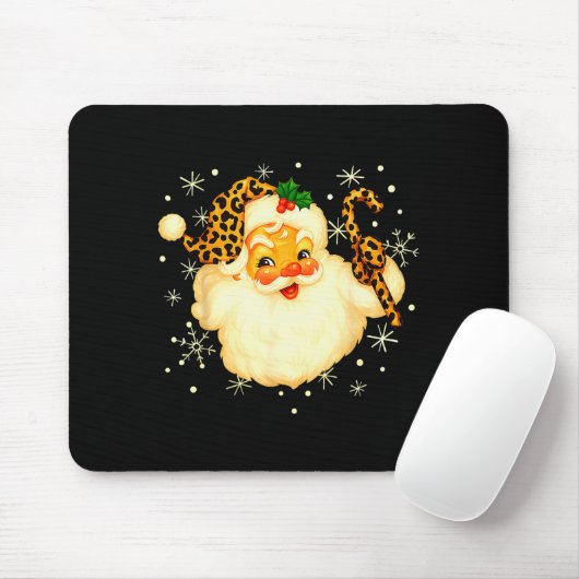 Funny Santa Claus Face Christmas Xmas Leopard Sant Mousepad (Mit Mouse)