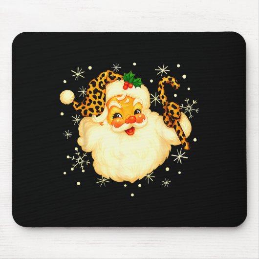 Funny Santa Claus Face Christmas Xmas Leopard Sant Mousepad (Vorne)