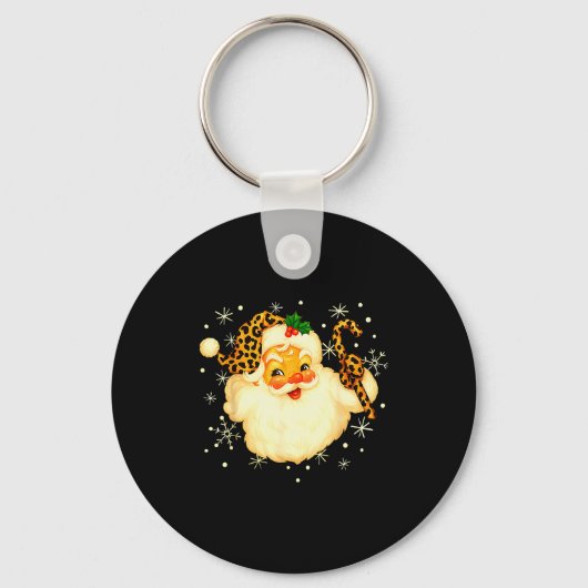 Funny Santa Claus Face Christmas Xmas Leopard Sant Schlüsselanhänger (Vorderseite)