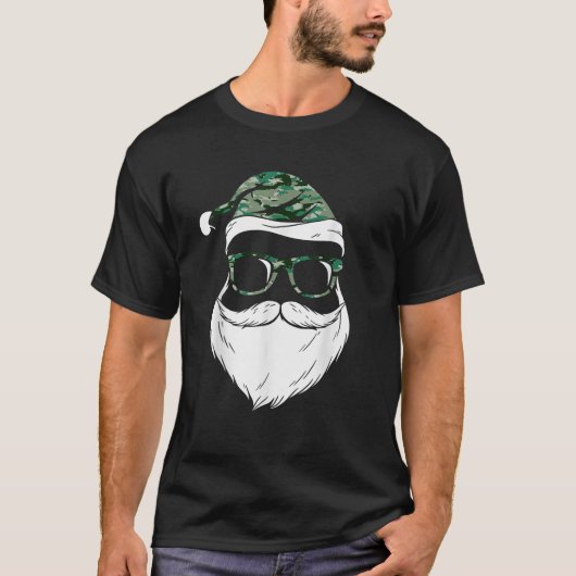 Funny Santa Claus Face Sonnenbrille Camouflage Cam T-Shirt (Vorderseite)