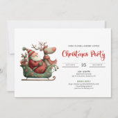 Funny Santa Claus Festive Office Style Invitation Einladung (Vorderseite)