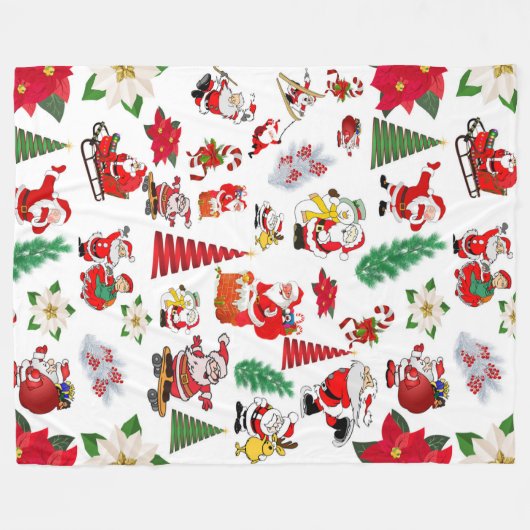Funny Santa Claus Fleecedecke (Vorderseite (Horizontal))