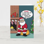 Funny Santa Claus Forgot Why He is Here Christmas  Karte (Gelbe Blume)