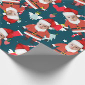 Funny Santa Claus Frohe Weihnachts Custom Face Geschenkpapier (Ecke)