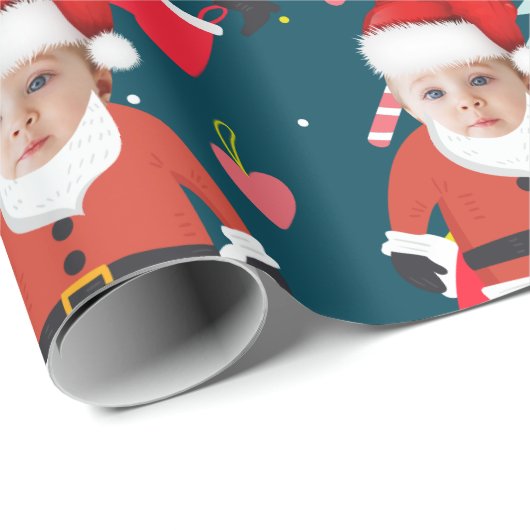 Funny Santa Claus Frohe Weihnachts Custom Face Geschenkpapier (Rolleneckpunkt)