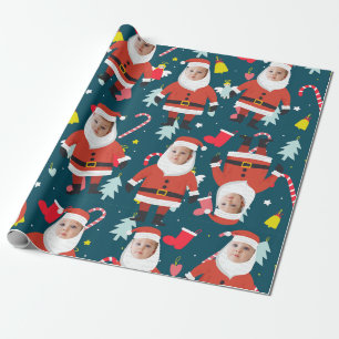 Funny Santa Claus Frohe Weihnachts Custom Face Geschenkpapier