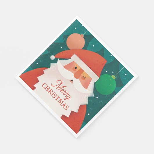 Funny Santa Claus | Frohe Weihnachtsfeier Serviette (Ecke)