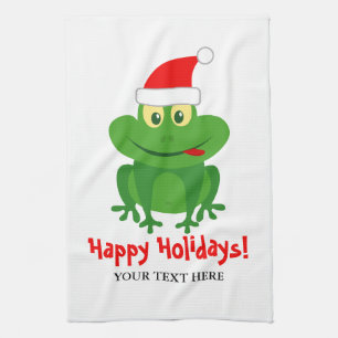 Funny Santa Claus Frosch Cartoon Weihnachten Weihn Geschirrtuch