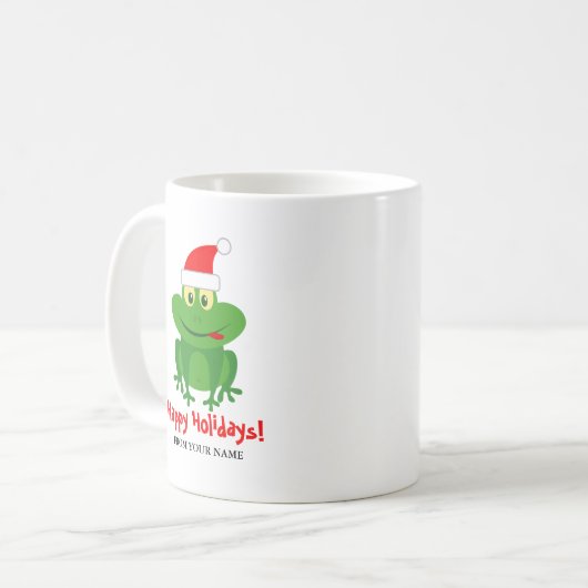 Funny Santa Claus Frosch Cartoon Weihnachten Weihn Kaffeetasse (Vorderseite Links)