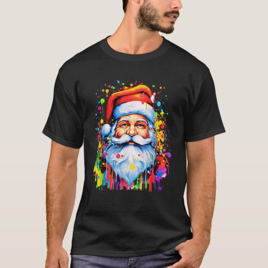 Funny Santa Claus Gefärbte Krawatte Hippie Weihnac T-Shirt (Vorderseite)