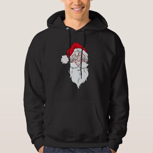 Funny Santa Claus Gesicht mit Hut Bart Weihnachten Hoodie (Vorderseite)