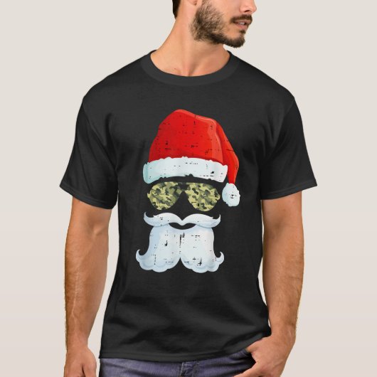 Funny Santa Claus Gesicht Sonnenbrille Hat Bart Ca T-Shirt (Vorderseite)