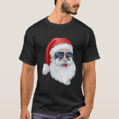 Funny Santa Claus Gesicht Sonnenbrille mit Hutbart T-Shirt (Vorderseite)