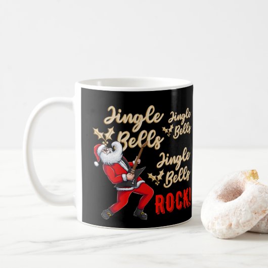 Funny Santa Claus Gitarre spielen Kaffeetasse (Mit Donut)