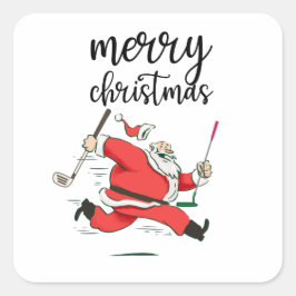 Funny Santa Claus Golf-Geschenk für Frohe Weihnach Quadratischer Aufkleber