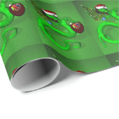 Funny Santa Claus Green Dragon Geschenkpapier (Rolleneckpunkt)