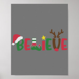 Funny Santa Claus Hat glaubt Snowflakes Weihnachte Poster