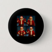 Funny Santa Claus Heart And Peace Sign Retro Chris Button (Vorderseite)