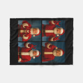 Funny Santa Claus Heart And Peace Sign Retro Chris Fleecedecke (Vorderseite (Horizontal))