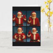 Funny Santa Claus Heart And Peace Sign Retro Chris Karte (Gelbe Blume)