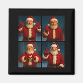 Funny Santa Claus Heart And Peace Sign Retro Chris Magnet (Vorne)