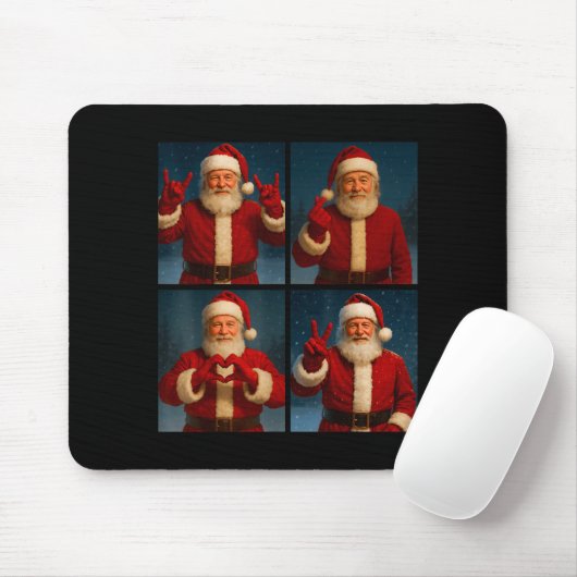 Funny Santa Claus Heart And Peace Sign Retro Chris Mousepad (Mit Mouse)