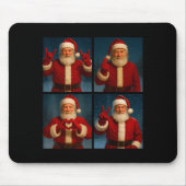 Funny Santa Claus Heart And Peace Sign Retro Chris Mousepad (Vorne)