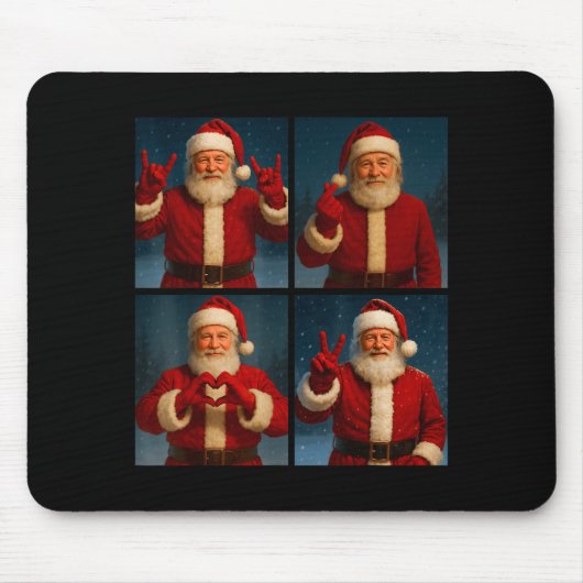 Funny Santa Claus Heart And Peace Sign Retro Chris Mousepad (Vorne)