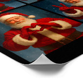 Funny Santa Claus Heart And Peace Sign Retro Chris Poster (Ecke)