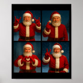 Funny Santa Claus Heart And Peace Sign Retro Chris Poster (Vorne)