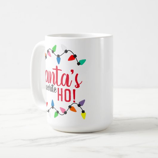 Funny Santa Claus Helper Xmas String Lights Kaffeetasse (Vorderseite Links)