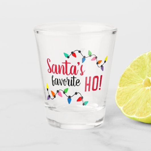 Funny Santa Claus Helper Xmas String Lights Schnapsglas (Vorderseite)