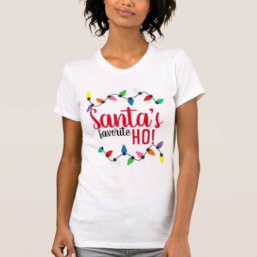 Funny Santa Claus Helper Xmas String Lights T-Shirt (Vorderseite)