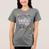 Funny Santa Claus Helper Xmas String Lights Tri-Blend Shirt (Vorderseite)