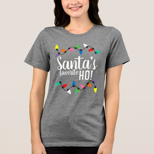Funny Santa Claus Helper Xmas String Lights Tri-Blend Shirt (Vorderseite)