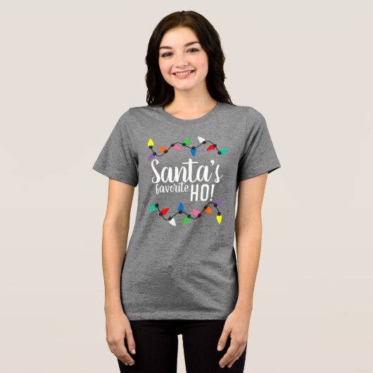 Funny Santa Claus Helper Xmas String Lights Tri-Blend Shirt (Vorderseite voll)
