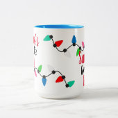 Funny Santa Claus Helper Xmas String Lights Zweifarbige Tasse (Mittel)