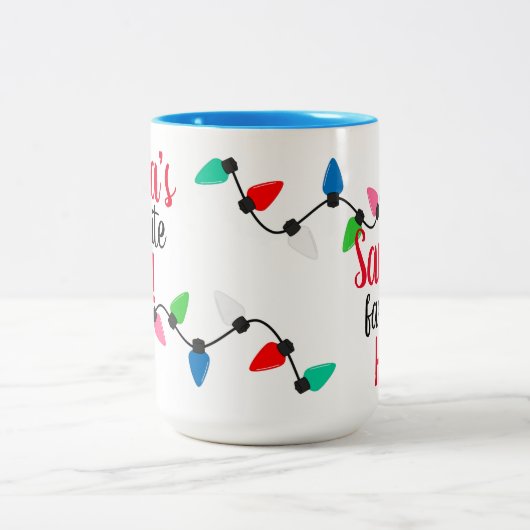 Funny Santa Claus Helper Xmas String Lights Zweifarbige Tasse (Mittel)