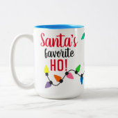 Funny Santa Claus Helper Xmas String Lights Zweifarbige Tasse (Links)