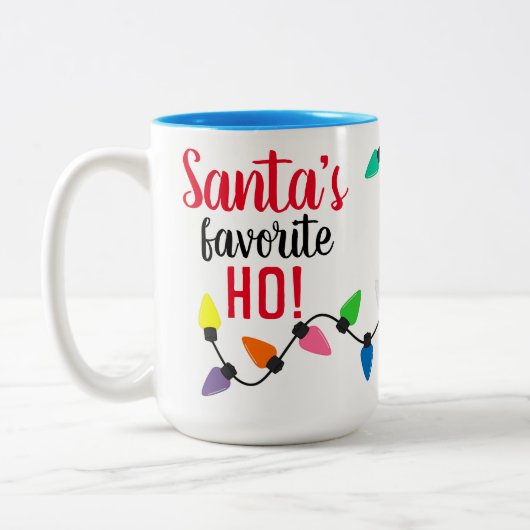 Funny Santa Claus Helper Xmas String Lights Zweifarbige Tasse (Links)