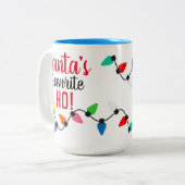 Funny Santa Claus Helper Xmas String Lights Zweifarbige Tasse (Vorderseite Links)