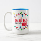 Funny Santa Claus Helper Xmas String Lights Zweifarbige Tasse (Links)