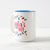 Funny Santa Claus Helper Xmas String Lights Zweifarbige Tasse (Vorderseite Links)