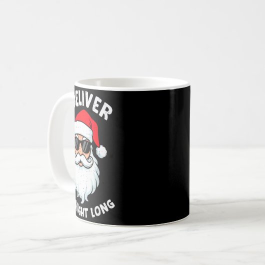 Funny Santa Claus I Deliver All Night Long Christm Kaffeetasse (Vorderseite Links)