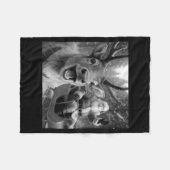 Funny Santa Claus In Sleigh With Reindeer Christma Fleecedecke (Vorderseite (Horizontal))