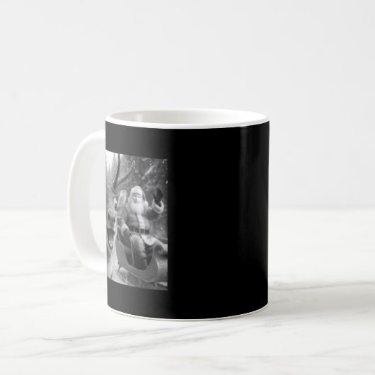 Funny Santa Claus In Sleigh With Reindeer Christma Kaffeetasse (Vorderseite Links)