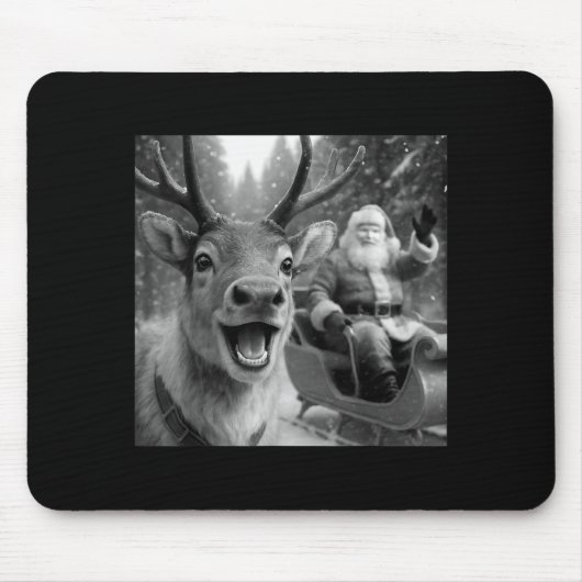 Funny Santa Claus In Sleigh With Reindeer Christma Mousepad (Vorne)